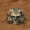 Details Brass Masonic Skull Ring BR116 US -maat 7 ~ 15 240508