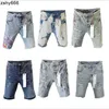Paarse designer heren jeans shorts hiphop casual korte knie lenght Jean Clothing 29-40 Grootte hoge kwaliteit shorts denim jeans