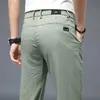 Męskie spodnie wiosną lato nowe swobodne spodnie Mężczyzny Miękki lniany materiał Slim Fit cienki moda szara grn khaki spusty męskie odzież marki 28-38 y240514