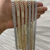 High Quality Sterling Silver Cuban Necklace 15mm 3 Rows Hip Hop Miami Link Chain Vvs Moissanite Diamond