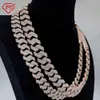 Hip Hop 925 Sterling Silver 20mm Gra Vvs Moissanite Diamond Jewelry Rose Gold Plated Cuban Link Chains Necklace