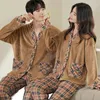 Ev Giyim Sonbahar Kış Baharı Düz ​​Renk Pijama Setleri Erkekler Pazlan Pijamaları Uzun Pijama Boy Pijama Mujer Gece Takım Ev Çekimi
