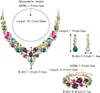 Luxury Wedding Bridal Jewelery for Women Austrian Crystal Teardrop Cluster Statement Necklace Dangle Earrings Link Bracelet Set