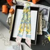 Kadın Tasarımcı İpek Eşarp Lüks Yaz Eşarpları Dizginler ve Köprü Torbaları Accanları Küçük Uzun Şeritler Bağlı Çantalar Şeritler Sarılı Kulplar Dar MA Küçük Şeritler