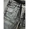 Designerskie dżinsy męskie fioletowe krótkie dżinsowe spodnie męskie dżinsy krótkie Hip Hop Hole krótkie kolano Jean odzież Wysokiej jakości szorty dżinsy fioletowe marka krótka 141