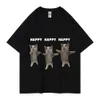 Herr t-shirts sommar män kvinnor bomull t-shirt rolig söt katt meme tops ts manlig mode trend kort slve kläder cat strtwear t240515