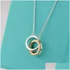 ペンダントネックレス新しいデザイナーネックレスLuxurys Jewelry Light Luxury High-Quality Double Ring Womens Clavicle Chain Gifter