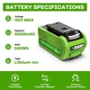 Cortador de grama 40v 6.0ah Bateria recarregável de íons de lítio para Greenworks 29462 29472 G-MAX Substituição Mower Ferramenta de energia elétrica Batteryq240514