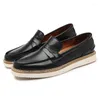 Casual Shoes Men's Loafers Breattable äkta läderföretag Män Mockasins Platform Non-Slip Vintage Male Sailing