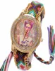 Rainbow Genebra Assista Mulheres Vintage Hippie Mexican Rhinestone Style Dial Dial Fridas Fashion Wristwatch Chain Braid Reloj5046305