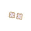 Simple Fashion Lucky Clover Earrings 925 Silver Plated Boutique Designer Ear Stud Fashion Shining Diamond Charm Design Earrings Spring New Love Gift Jewelry