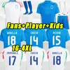 2024 Italien Soccer Jerseys Italia 24 25 fans spelarversion Maglie da Calcio Verratti Chiesa Gnonto Football Shirt T Lorenzo Pinamonti Politano Grifo Men Kids 3xl 4xl