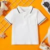 Chłopcy krótkie rękawowe koszulę polo -Polo Summer Pure Cotton Tshirt Baby Cool Thin Top Trend 240515