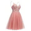 Sparkly Tulle Homecoming Short Lace Prom -klänningar för tonåringar Mini Tail Dress Prom Amz