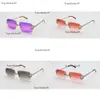 Moissanite Rimless Women frame zonnebril voor vrouwelijke mannen bril Diamantgesneden lens buitenshuis originele editie