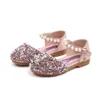 Summer Girls Bead Mary Janes Flats Fling Princess Baby Dance Kids Sandals Children Wedding Shoes Gold L2405 L2405