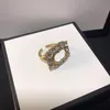 Wysokiej jakości Pierścienie projektantów marka podwójna literowa pierścionka dla kobiet dziewczęta męskie luksusowa biżuteria unisex z diamentowym eleganckim pierścieniem 300D