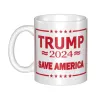 Muggar 2024 Trump Save America igen Skriv ut kaffemugg vit keramisk kopp 11 oz personlig hemmjölk kreativ gåva