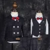 Jongens bruiloft kinderen formeel jakcet vest broeken bowtie 4pcs verjaardagspak kinderen foto jurk prestaties show kostuum