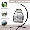Äggstol hängmatta hängande svängande UV -resistent kudde med stativ inomhus utomhus trädgård 240508