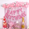 Party Balloons Ladies pink birthday party decoration happy birthday for girls pink tassel birthday banner happy birthday letter balloon