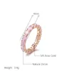 Wedding Rings Kinel New Emerald Round Cut Zircon Ring for Women Luxury 585 Rose Gold Promise Band Jewelry Valentines Day Gifts Q240514