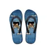 Cute Customized Pet Denim Cat Printed Women Slippers Summer Beach Rubber Flip Flops Fashion Girls Cowboy Blue Sandals Shoes 43si# f14d