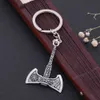 Valknut Triquetra Axe Pendant Keychain Men Women Vintage Keyring Compass Celtics Knot Wicca Viking Jewelry For Bag