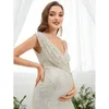 Zwangerschapssplit dije pailletten cami jurk met riem
