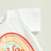 Roupas conjuntos de verão garotas de menina de menina de menina curta letra de manga curta Tops de camiseta impressa calça de sino de sino de garotas