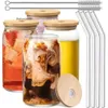 USA/CA Warehouse 16oz kaffeglas Drickande sublimering Snow Glob Soda Can Cooler Water Cup Mug Tumbler Bambu Lid med halm 0516
