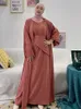 Ubranie etniczne Eid Maroko Muzułmańska sukienka Kobiety Abaya 3 -częściowy zestaw Kaftans Evening Sukienki Kobieta Dubaj Turcja Islam Długa sukienka szata femme vestidos t240515