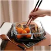 Dinnerware Sets New 3Pcs/Set Wooden Tableware Set Reusable Cake Fork Spoon Dumpling Japan Noodle Sushi Chopsticks Kitchen Cutlery Acce Dhf18