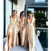Navy Bridesmaid Champagne Bury Dark Dresses With Split Two Pieces Long Prom Dress Formal Wedding Guest Evening Gowns CPS3007 0515