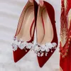 Lady Noble S Dress Summer Sandals Shoes Retro Slip On Pointed Toe Flowers High Heel Party Wedding Sandal Dre Shoe Flower 461 D 0C67