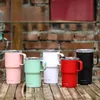 Fashion 304 stainless steel mugs with handle lid letters portable coffee tumblers cups outdoor 460ml 560ml multicolors water bottle pink green 15 68wy