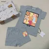 Top-Kleinkind-Overalls Bärendrucken Neugeborene Bodysuit Größe 73-110 Säuglings Sommer-T-Shirt-Set Kurzärmel und Shorts 24mar