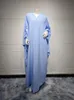 Roupas étnicas Eid Muslim Abaya Dress for Women Pleated Bat Slve Abayas Marrocos Party Dress Cardigan Cardigan solto Caftan Evening Long Robe Vestidos T240515