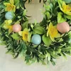 Decorative Flowers Rattan Egg Wreath Pendant Diy Flower Garland Door Hanging Happy Easter Wedding Decoration 2024