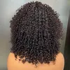 180% dichtheid ongeveer 320 g 12a hoogwaardige Peruaanse Indiase Braziliaanse zwarte 100% rauwe maagd Remy Human Hair Jerry Curly Headband Pruik 14 inch
