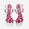 Echte Damen Sandalen Frauen 2024 Patentkleidschuhe 6 cm schickly High Heels Peep-Toe Hochzeitsfeier sexy Druckschnallen Diamant Böhmen Bunt rosa Größe D 5529