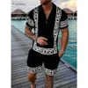 Men's Tracksuits Men's Tracksuit Summer Short Sleeve Shirt And Shorts Suit Two-Piece Set Male Gym Sport Golf Clothing Streetwear For Mencasual Men#2024 64F
