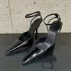 Klackar Baotou High Metal Sandals Slim Back Air Fashion Toe Ankel Strap Solid Color Thin Shoes 76 D ECE3