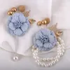 Dekorativa blommor Korean Style Prom Suit Decor Silk Pearl Armband Rose Corsage Wrist Artificial Flower Boutonniere Set