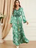 Ethnic Clothing Autumn Muslim Jalabiya Dress for Women Print Abaya Ramadan Party Long Dresses Abayas Woman Lace-up Kimono Robe Caftan Vestidos T240515