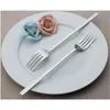 8.5-tums rostfritt stålbord gaffel koreansk långhandtag middag köttbiff gaffel set matredskap kök tillbehör 4 stycken/6 bitar 240506