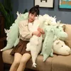 Enorme Dragon Toys Pillow White Dinosaur Gooded Animals Kerst verjaardagscadeau voor volwassenen kinderen meisjes jongens kawaii Chinese mascotte