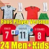 24 25 Portuguesa Portugal voetbaltruien Ronaldo Cristiano Portugieser 2024 Euro Cup voetbal Shirts Men Kids Kit B. Fernandes Ronaldos Joao Felix Red FC