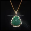 Pendant Necklaces Fashion Exquisite Maitreya Buddha Necklace Inlaid With Shiny Zircon Crystal Base Ladies Lucky Amet Fortune Jewelry D Otxmg