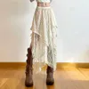 Spitzen Asymmetrische Rock Märchenmärchen Frauen Vintage Y2K Boho ästhetische Mode hohe Taille mittelgroße Röcke Lady Holiday Outfits 240516